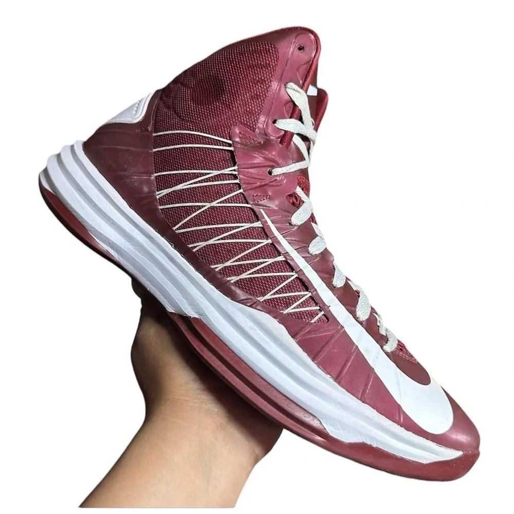 Nike HYPERDUNK 2012 Hi-Top Sneakers RARE Size 17 Maroon & White NWOT